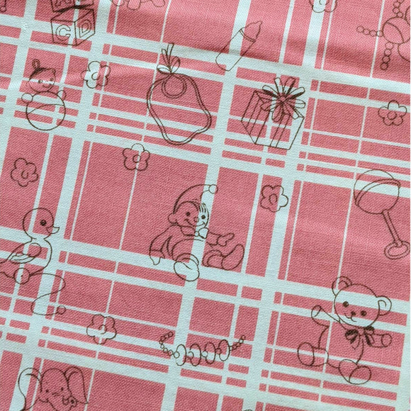 Michael Miller "Play Plaid" Fabric Vintage MCM Reproduction, Retro Nursery Print - Picture 2 of 7